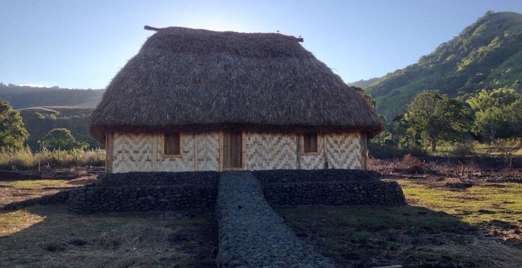The raised stone path leading to the chiefly door of the Vale ni Vanua in Nubutautau