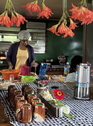 Fijian woman making afternoon tea in Naga village